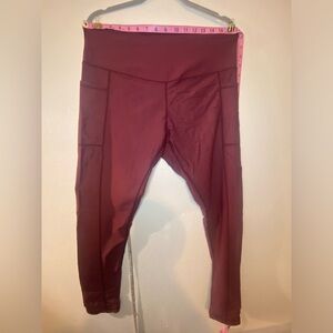 Popflex Burgundy High-Waisted Leggings with Pockets
